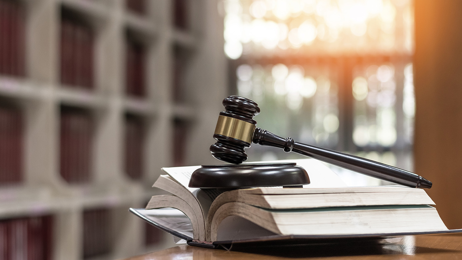 Courtroom, gravel, law book
